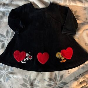 Vintage Warner Bros. Studio Store Baby Dress Tweety & Sylvester Velour 6 months
